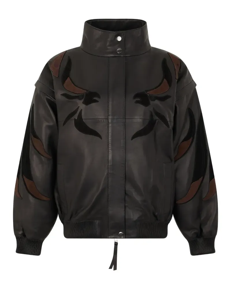 P.A.R.O.S.H. eagle-patch leather jacket - Braun Braun