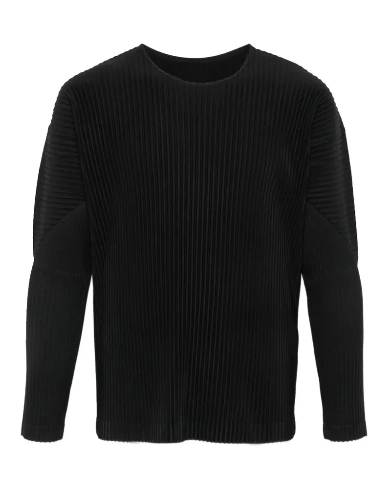 Issey Miyake Plissiertes Langarmshirt - Schwarz Schwarz
