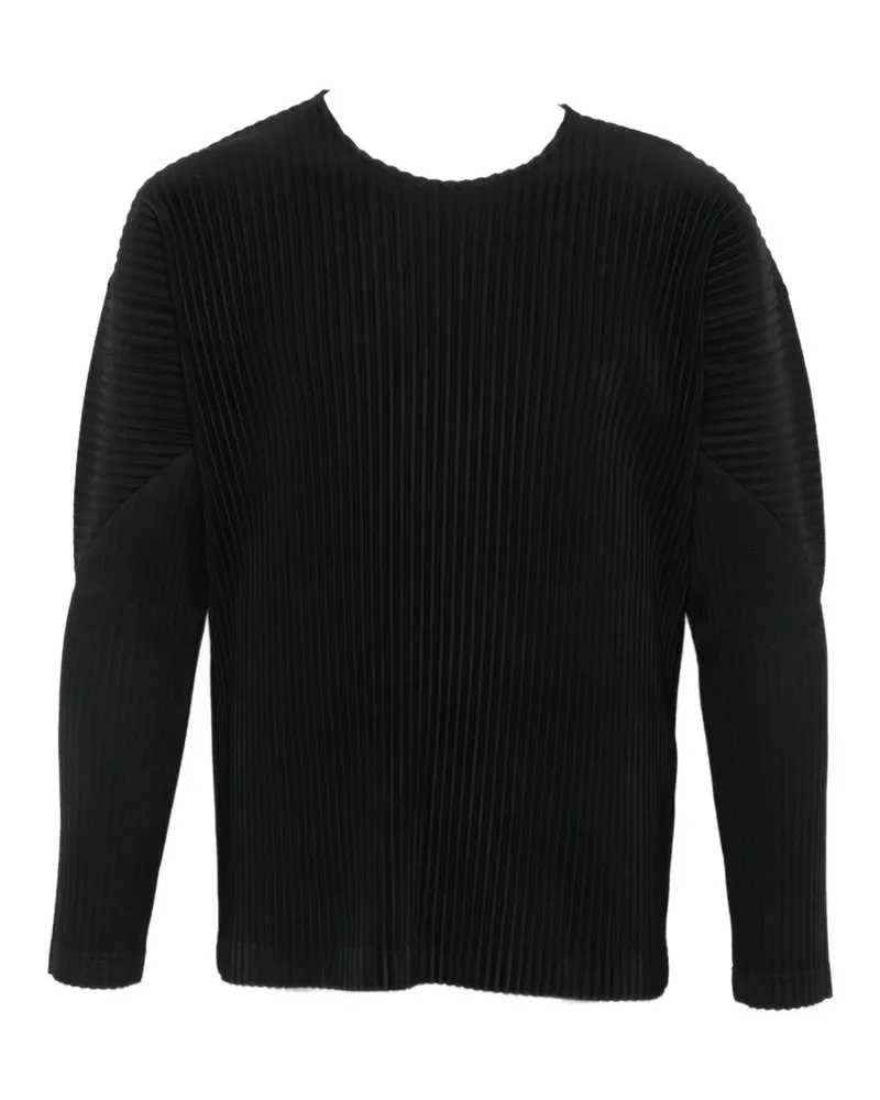 Issey Miyake Plissiertes Langarmshirt - Schwarz Schwarz