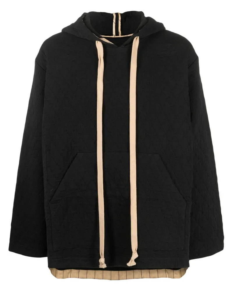 Uma Wang Gesteppter Hoodie mit Kordelzug Schwarz