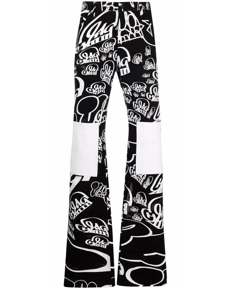 OFF-WHITE x Katsu Straight-Leg-Jeans mit Print - Schwarz Schwarz