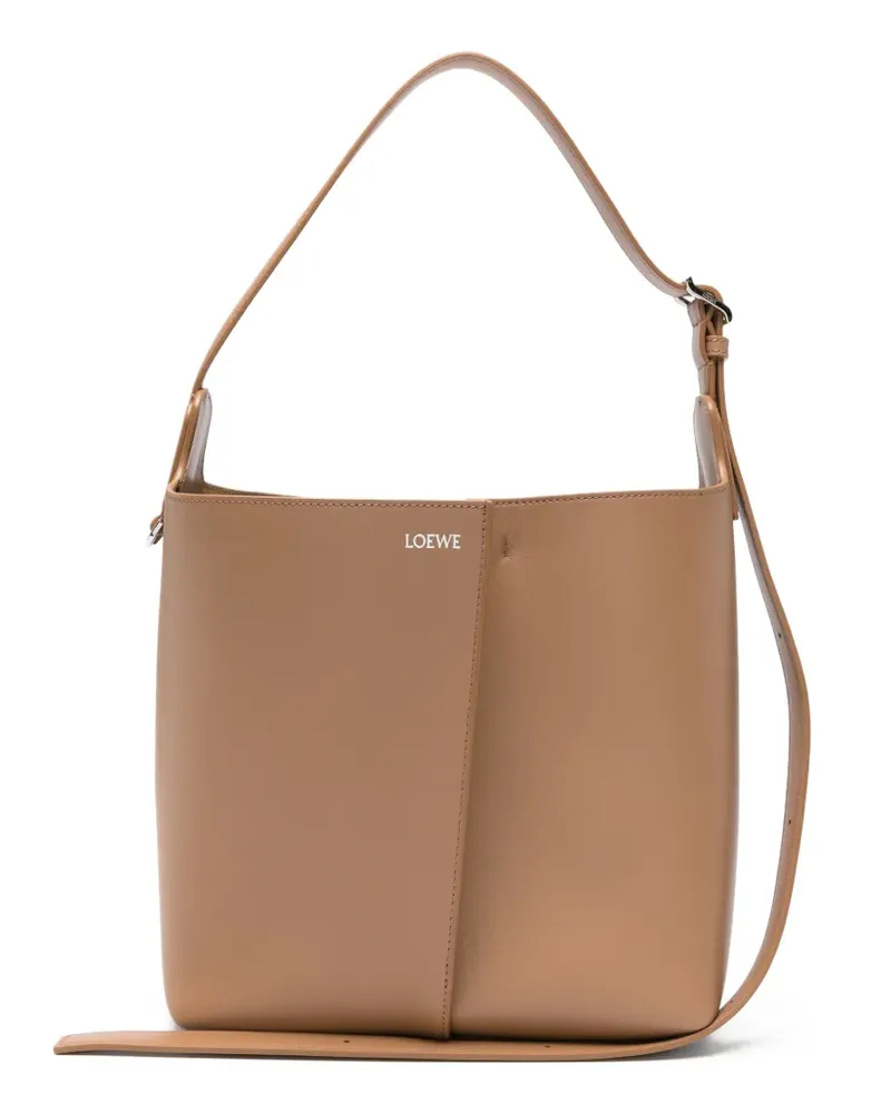 Loewe Schultertasche mit Logo-Print - Braun Braun