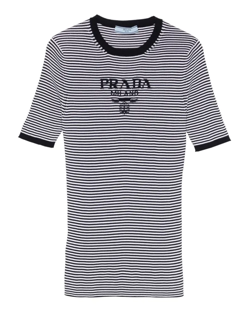 Prada striped logo T-shirt - Weiß Weiß