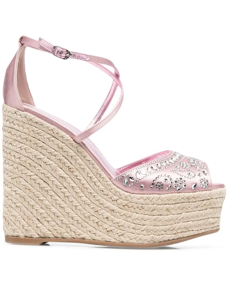 Le Silla Kristallverzierte Sandalen mit Wedge - Rosa Rosa