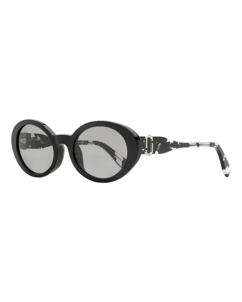 Marc Jacobs Runde JJ Sonnenbrille mit Logo-Beschlägen - Schwarz Schwarz