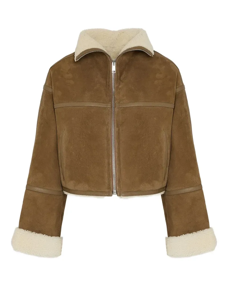Yves Salomon Wildlederjacke mit Shearling-Besatz - Braun Braun