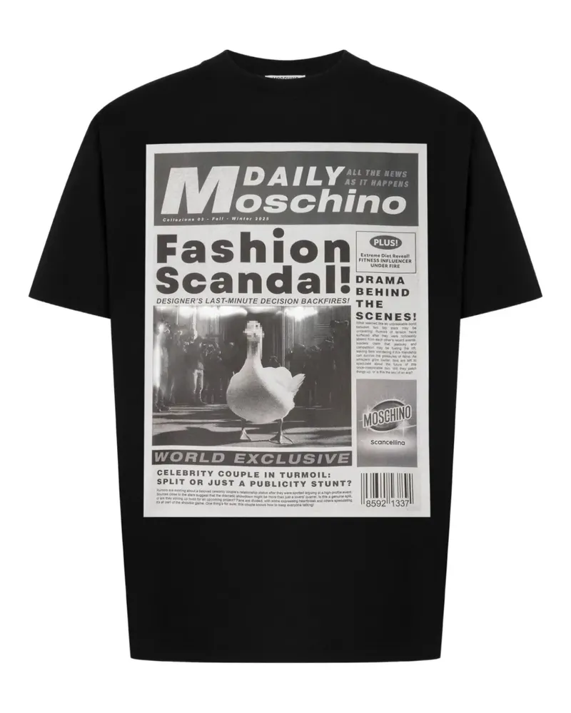Moschino T-Shirt mit Zeitungs-Print - Schwarz Schwarz
