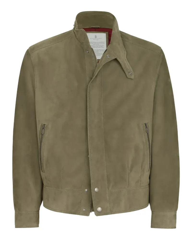 Brunello Cucinelli suede outerwear jacket with Thermore® padding and standing collar - Grün Grün