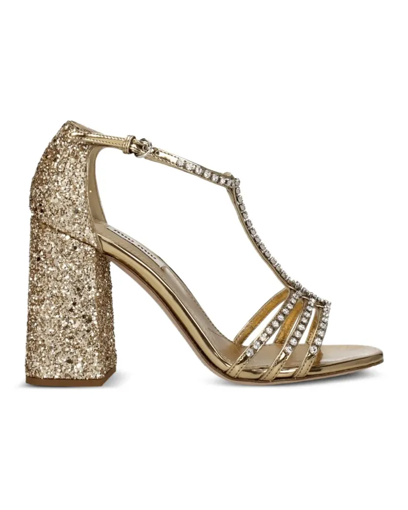 Miu Miu crystal-embellished glitter sandals - Gold Gold