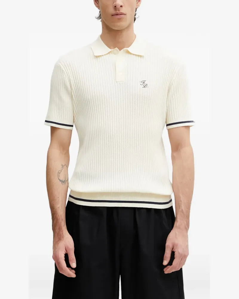 Filling Pieces Geripptes Poloshirt mit Logo-Stickerei - Nude Nude