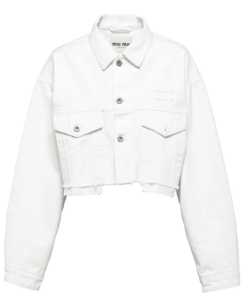 Miu Miu Jacke mit Logo - Weiß Weiß