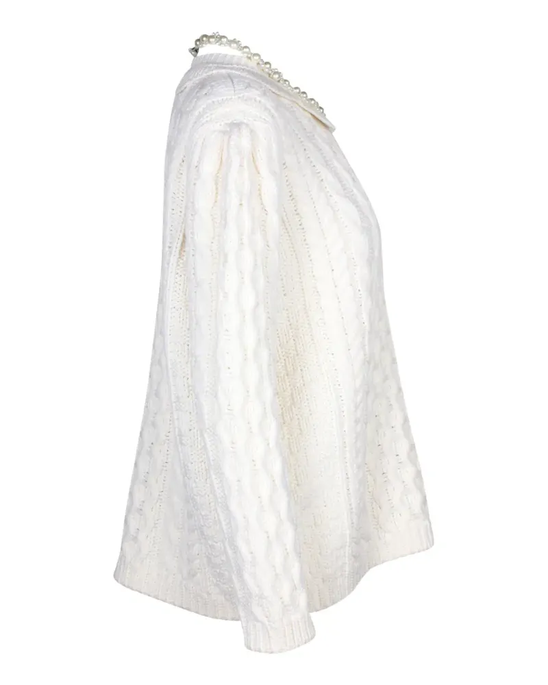 Simone Rocha Zopfmuster-Pullover mit Perlen - Weiß Weiß
