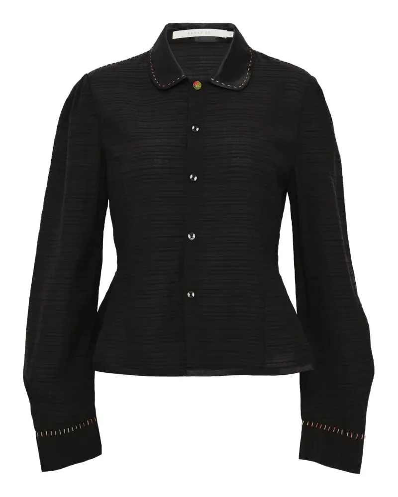 Renli Su Bluse mit Satinkragen - Schwarz Schwarz