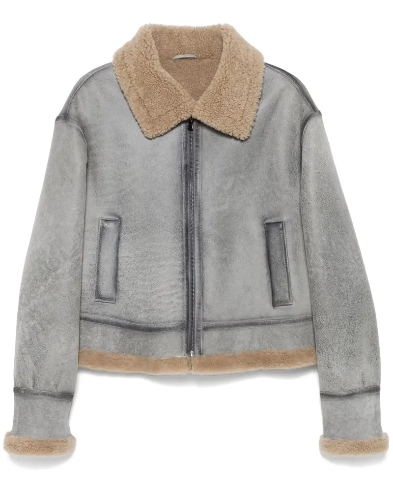 Manokhi Klassische Lederjacke - Blau Blau