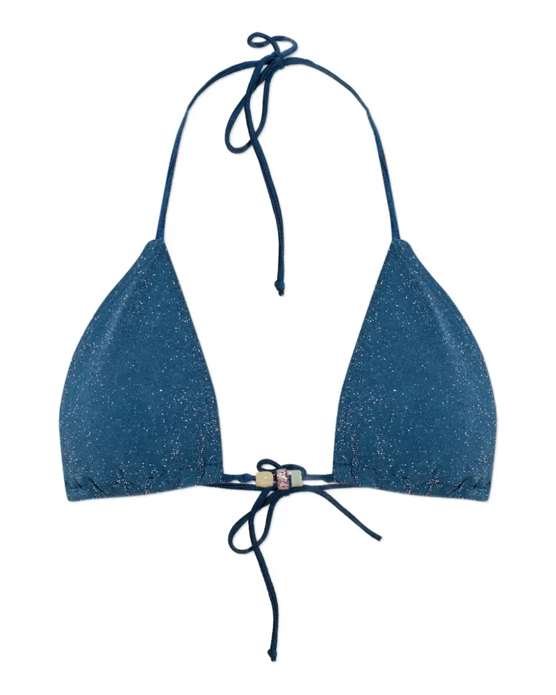 bond-eye beaded triangle bikini top - Blau Blau
