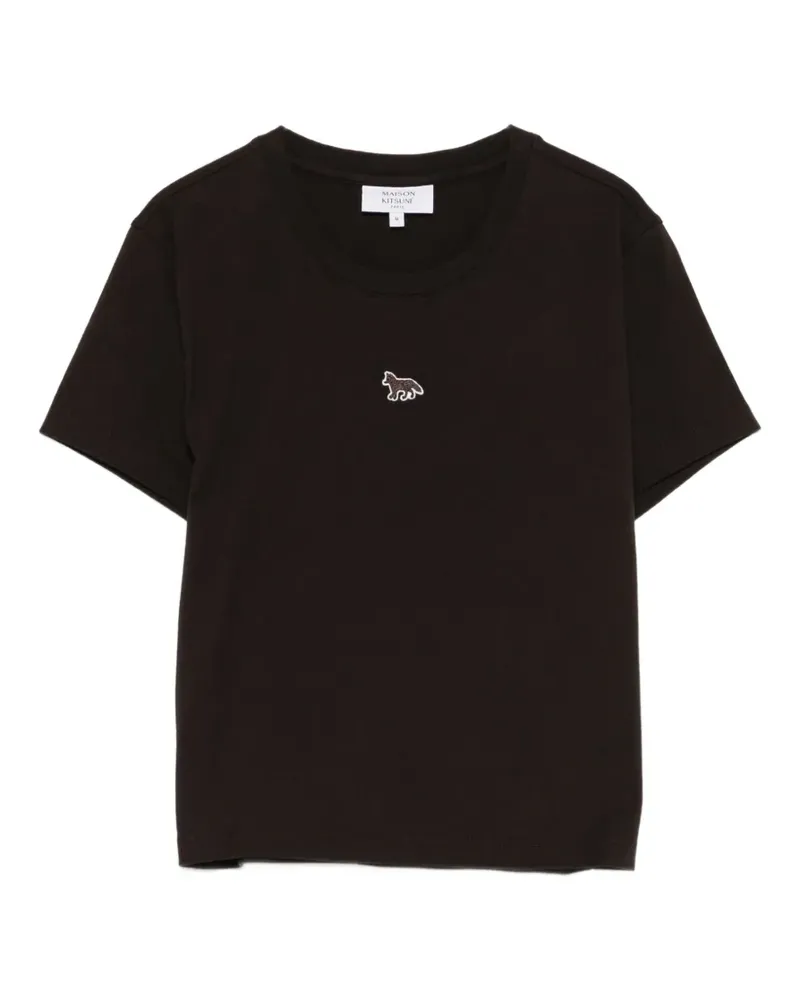 Kitsuné T-Shirt mit Logo-Patch - Braun Braun