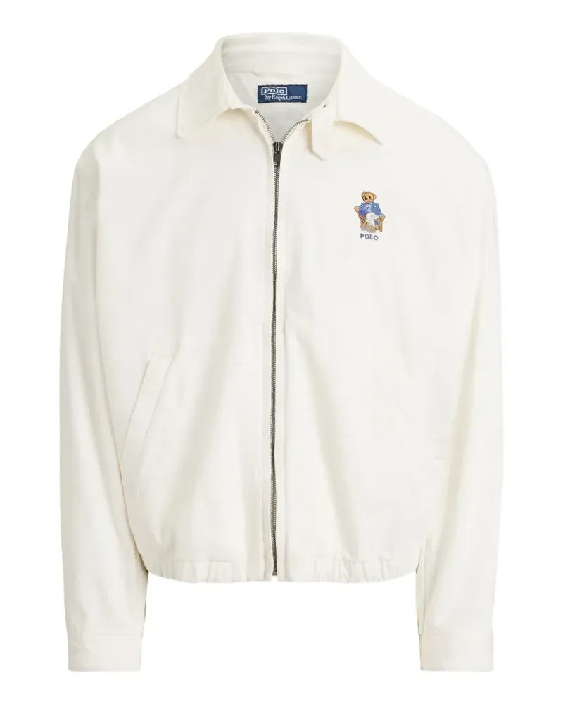 Ralph Lauren Twill-Jacke mit Bärenstickerei - Weiß Weiß