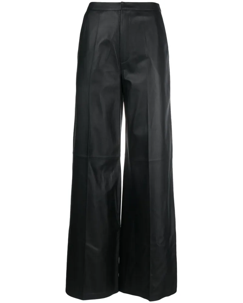 DESA Wide-Leg-Hose aus Leder Schwarz