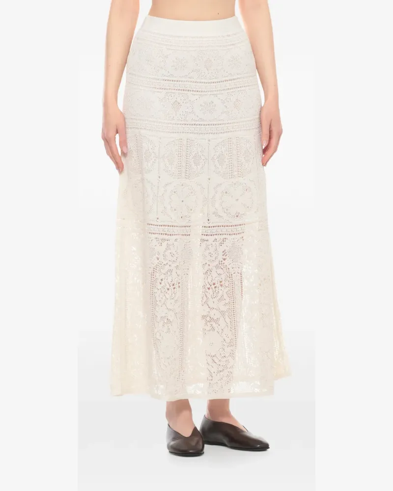 D.EXTERIOR crochet-knit maxi skirt - Weiß Weiß