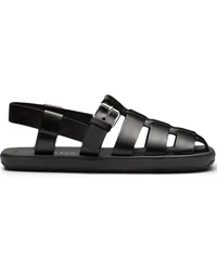 Prada Sandalen mit gewebten Riemen Schwarz