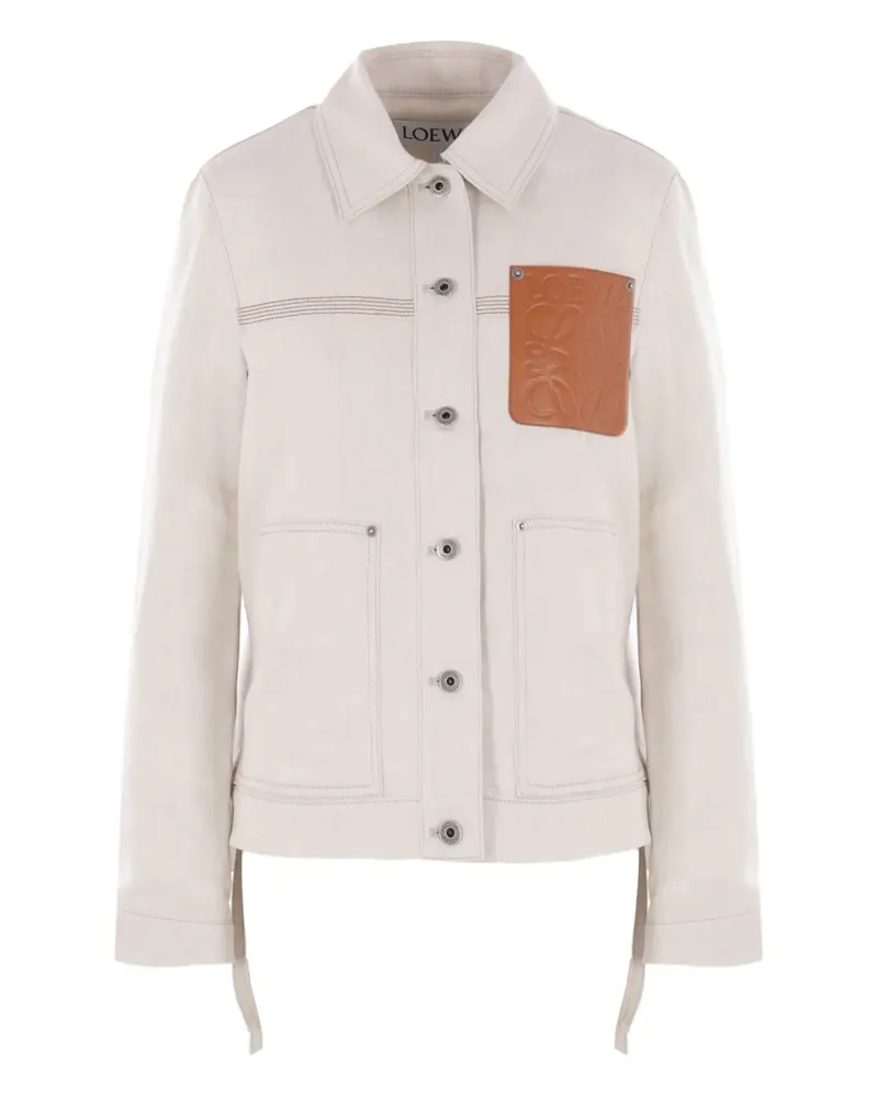Loewe Jeansjacke mit Logo-Patch - Nude Nude