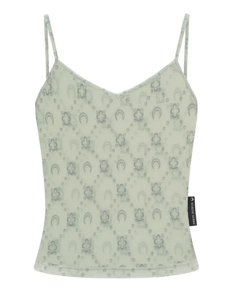 Marine Serre moonogram mesh straps top - Grün Grün