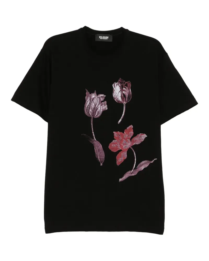 Yohji Yamamoto floral-print T-shirt - Schwarz Schwarz