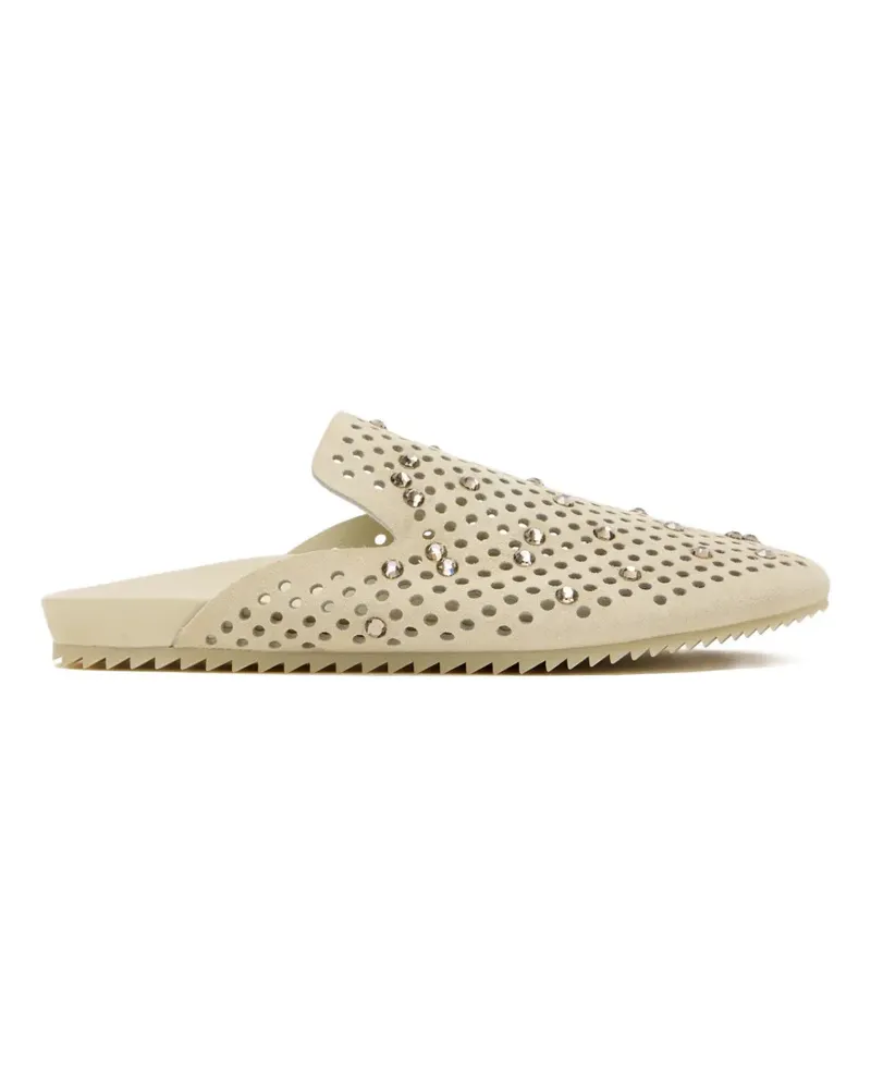 Pedro Garcia perforated embellished mules - Nude Nude