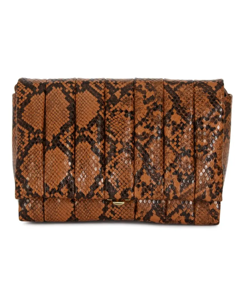 THEMOIRÈ Clutch mit Schlangen-Optik - Braun Braun