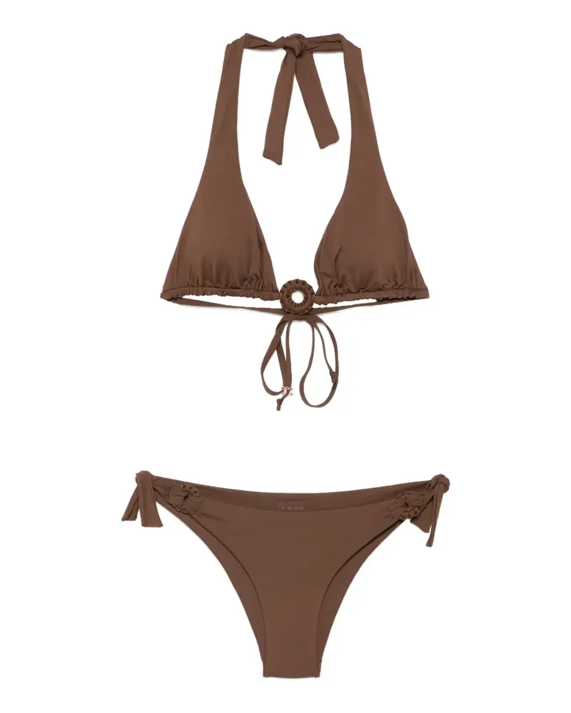 FISICO-Cristina Ferrari ring-detail halterneck bikini - Braun Braun