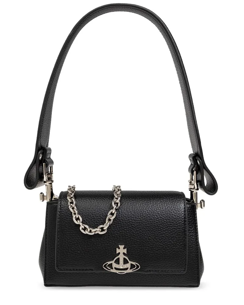 Vivienne Westwood Schultertasche mit Orb-Schild - Schwarz Schwarz