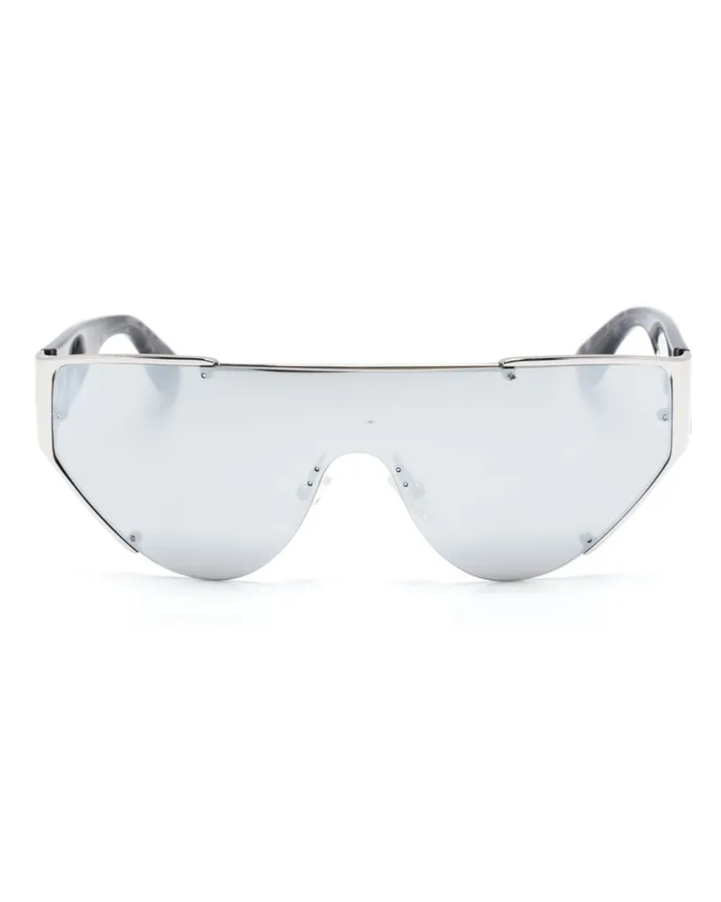 Alexander McQueen Verspiegelte Sonnenbrille mit Shield-Gestell - Silber Silber