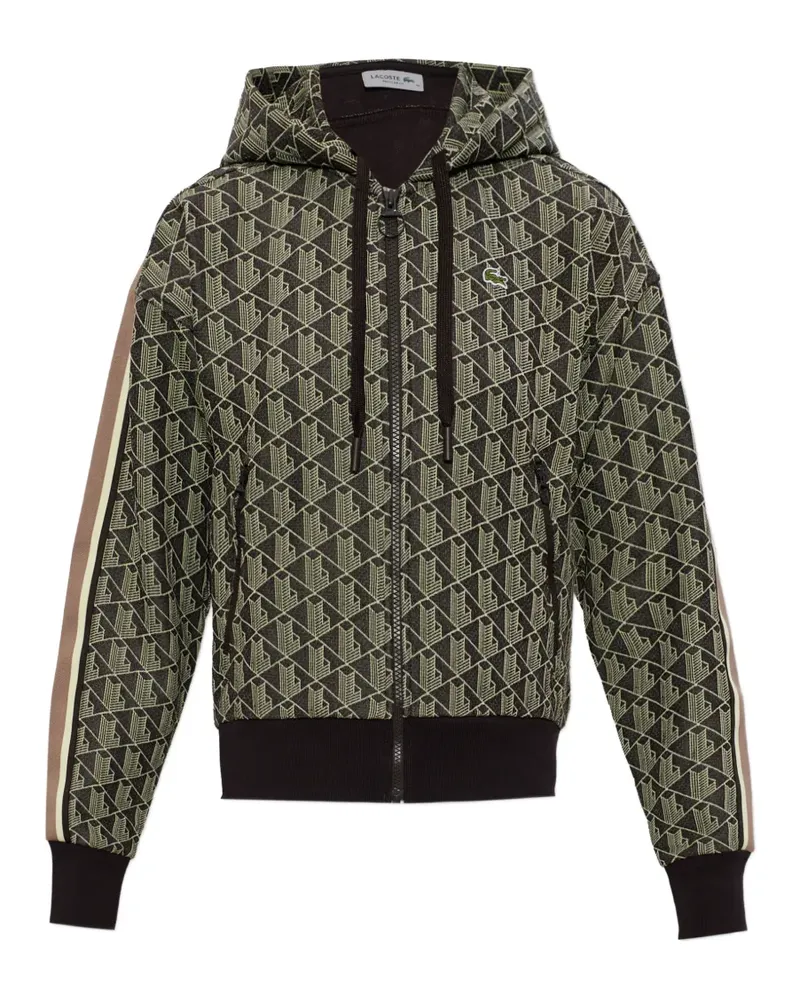 Lacoste monogram-print zip-up sweatshirt - Grün Grün