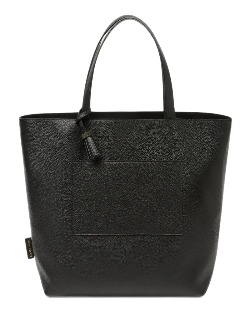 Fabiana Filippi grained leather tassel tote bag - Schwarz Schwarz