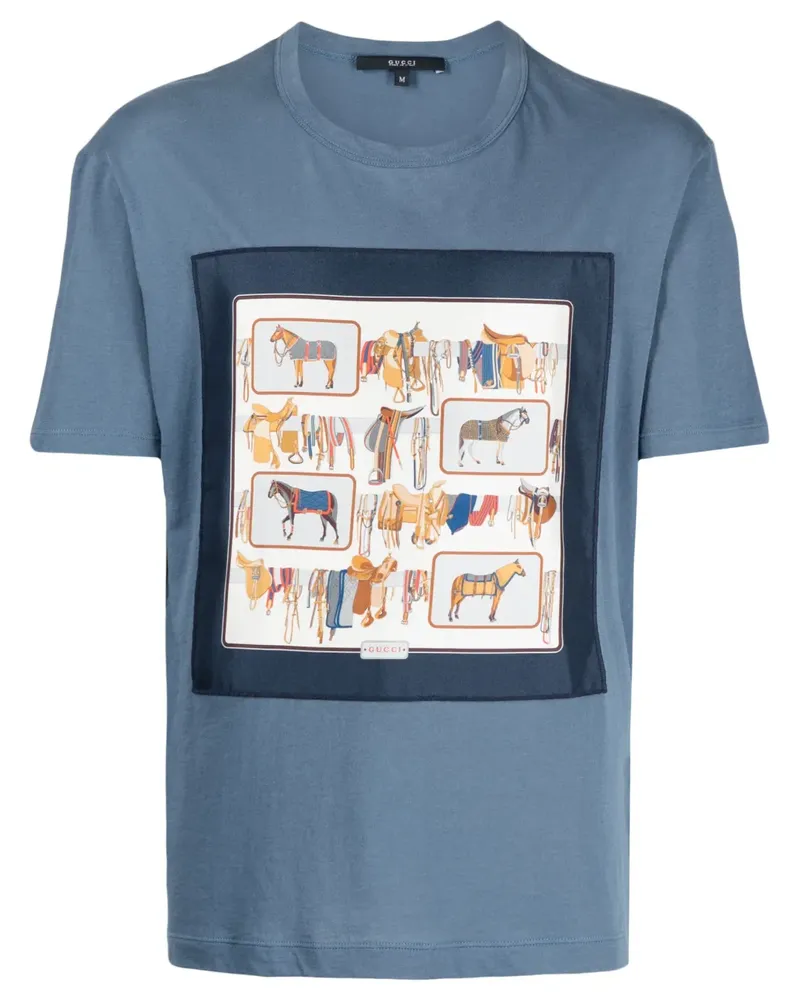 Gucci T-Shirt mit grafischem Print - Blau Blau