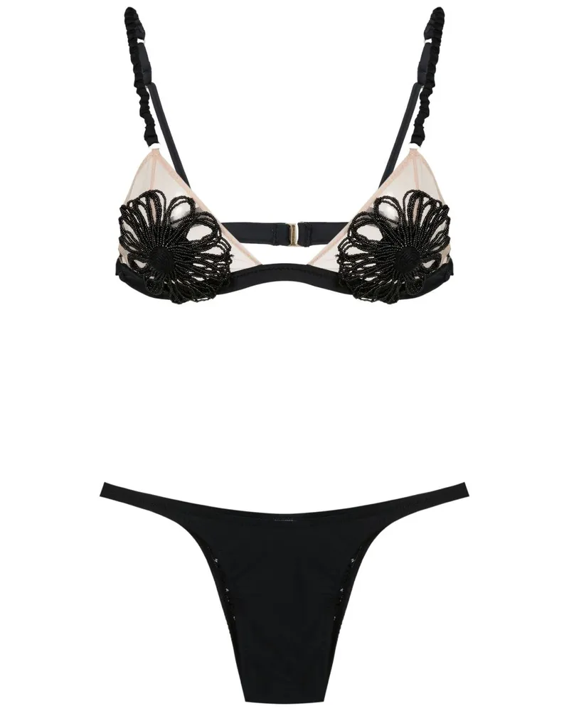 Amir Slama Bikini mit Applikationen - Schwarz Schwarz