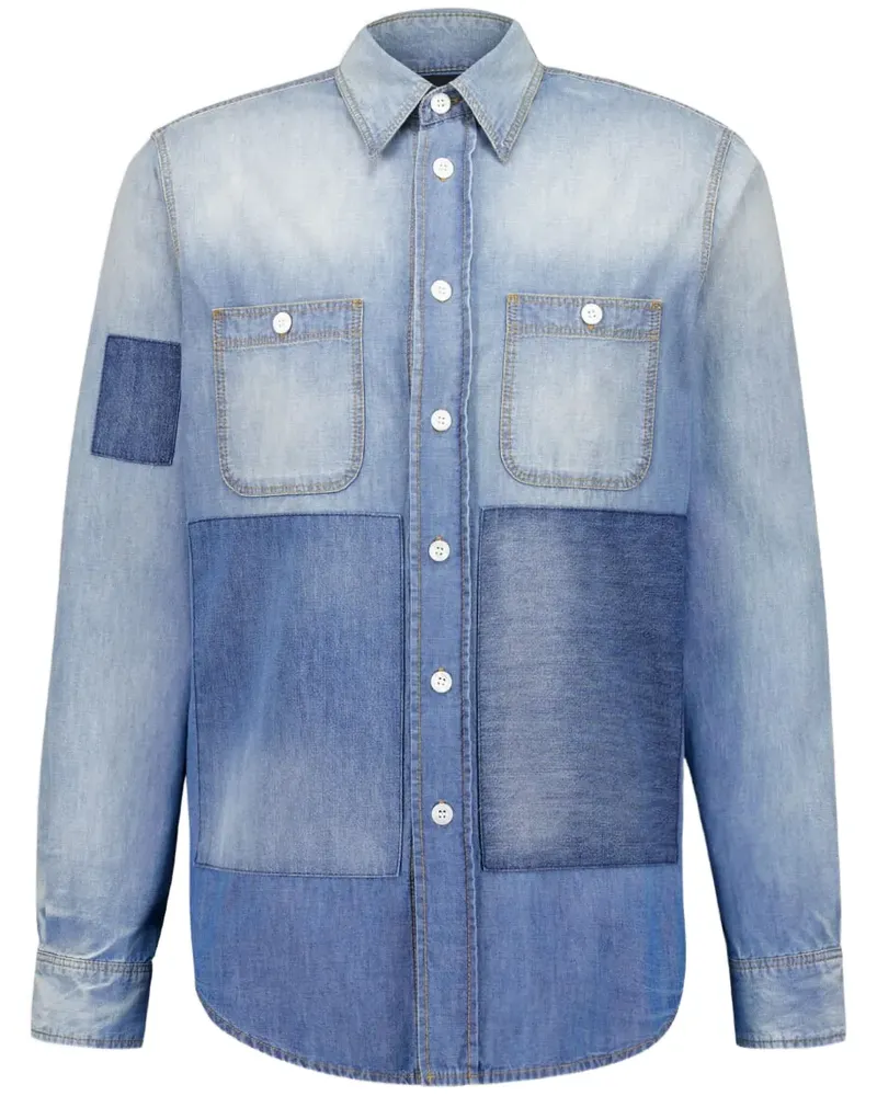 Givenchy Jeanshemd im Patchwork-Look - Blau Blau