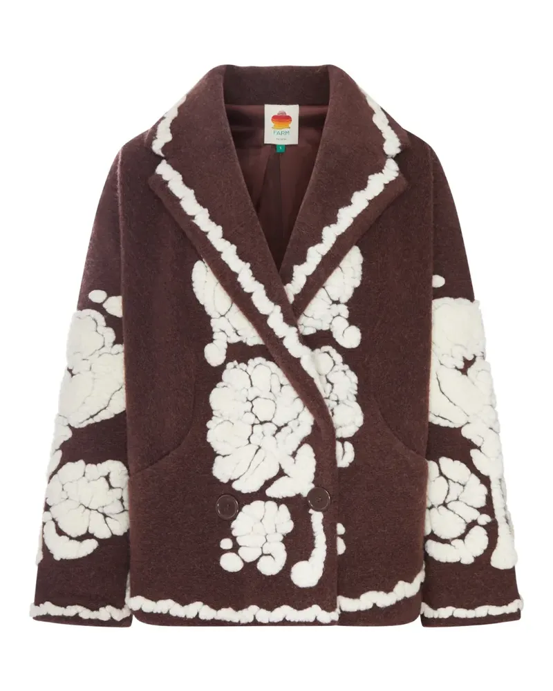 FARM Rio Doppelreihige Cabanjacke mit Blumenapplikation - Braun Braun