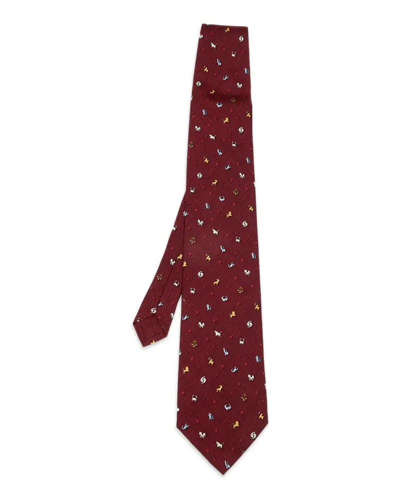 Dunhill Zodiac print tie - Rot Rot