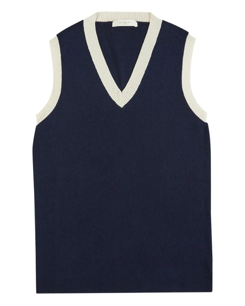 Zanone Pullunder in Colour-Block-Optik mit V-Ausschnitt - Blau Blau