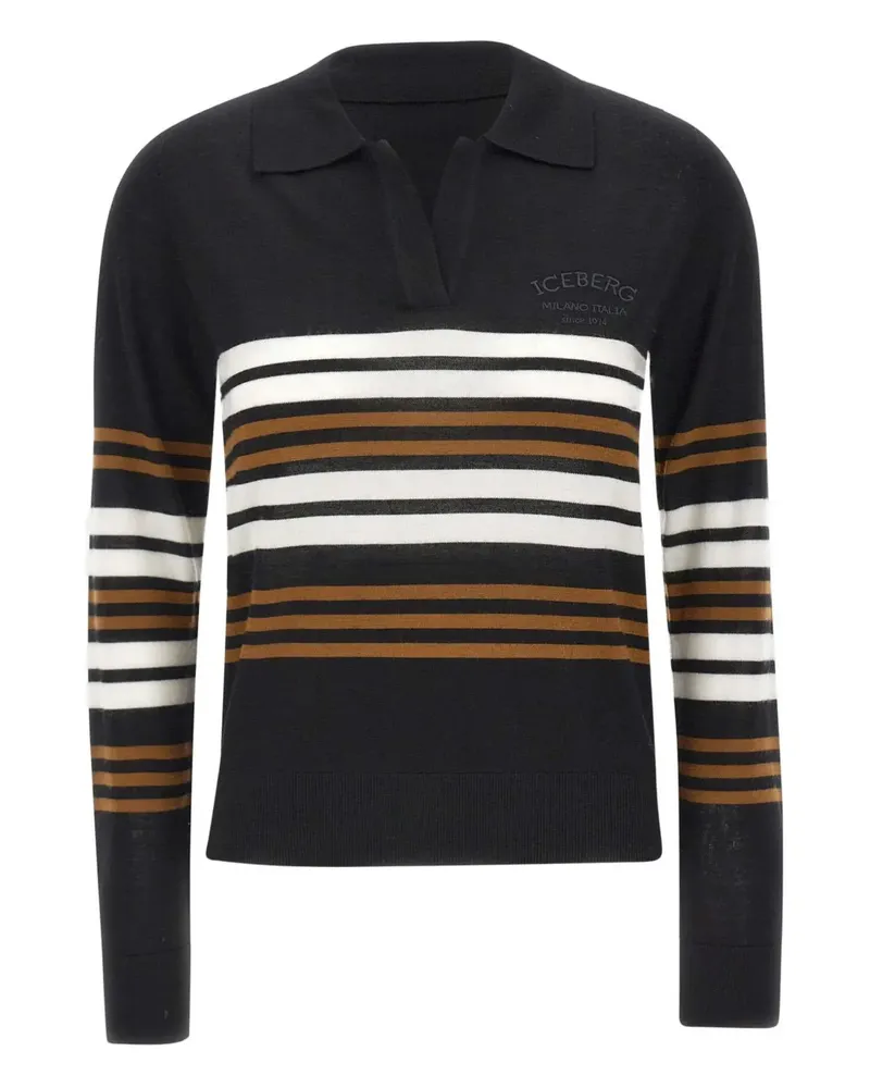 Iceberg Gestreiftes Poloshirt - Schwarz Schwarz