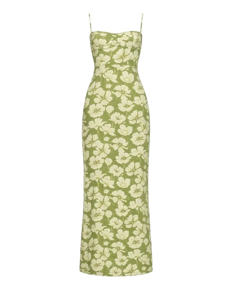 Reformation Midikleid mit Blumen-Print - Grün Grün
