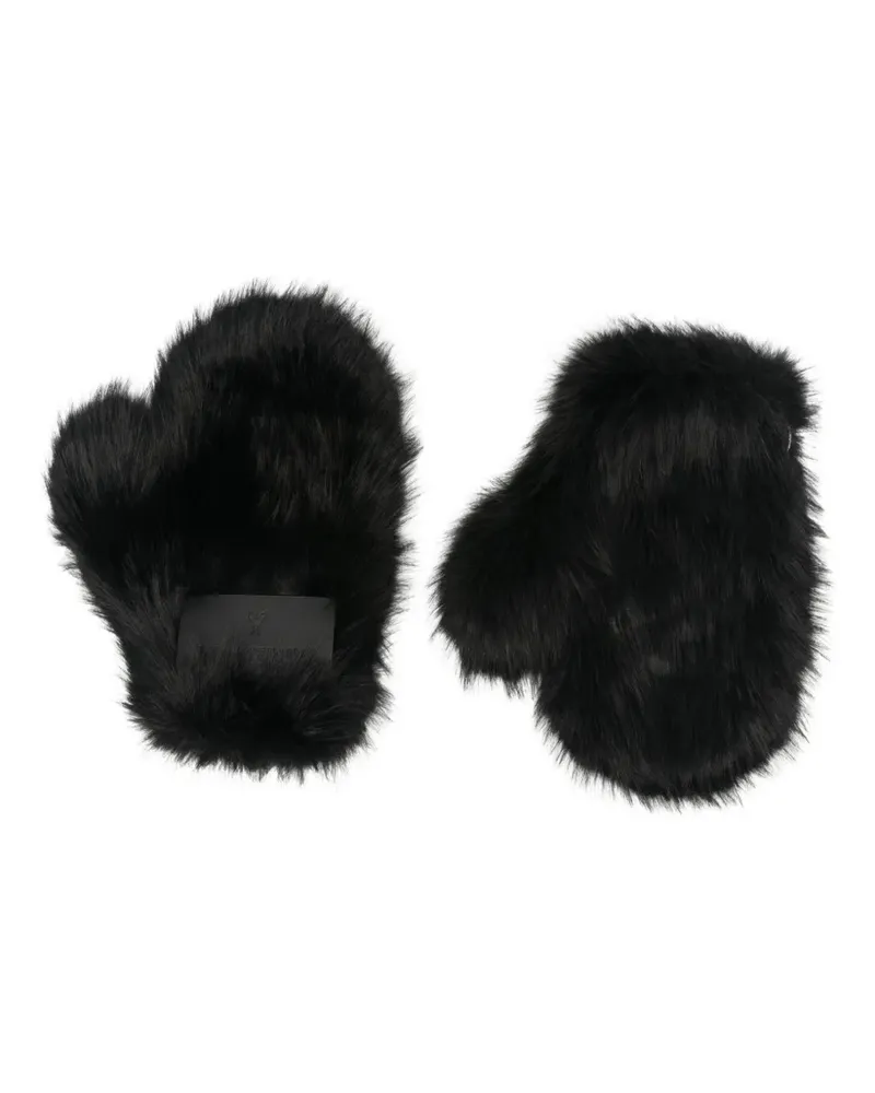 Patrizia Pepe Fäustlinge aus Faux Fur - Schwarz Schwarz
