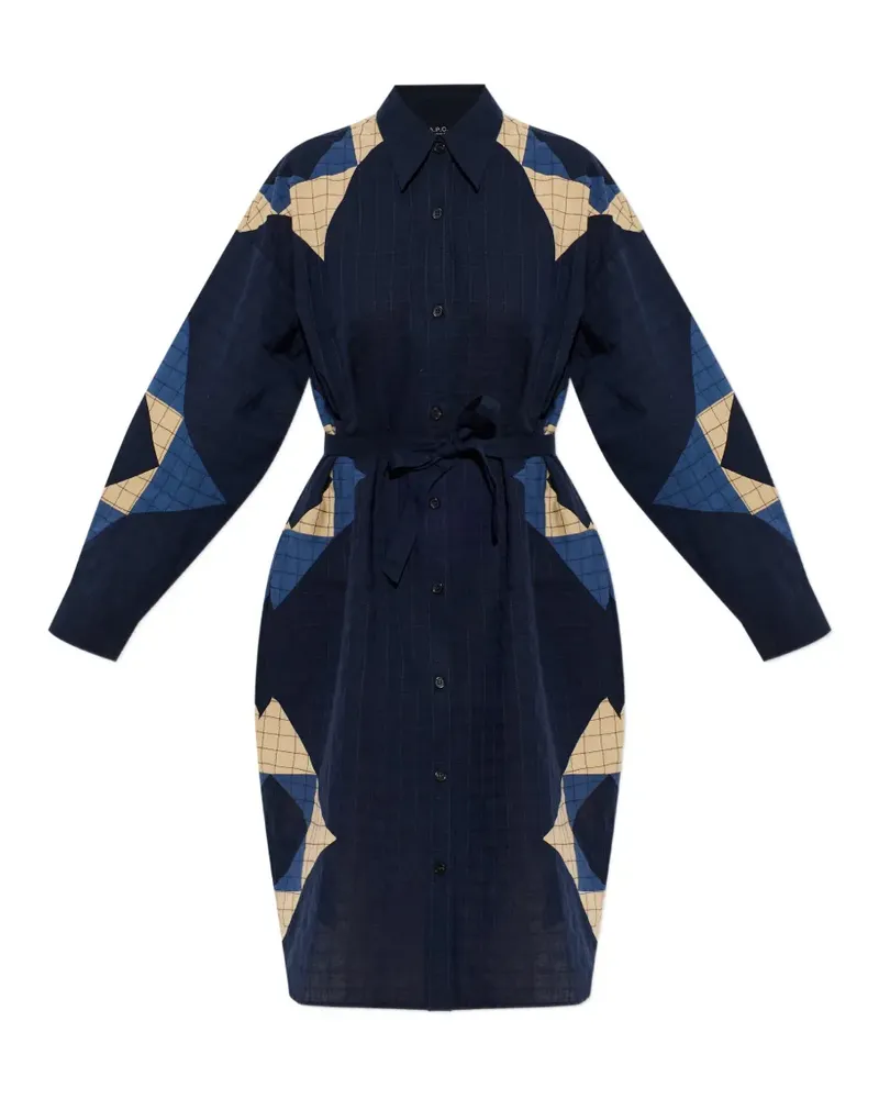 A.P.C. patchwork shirt dress - Blau Blau