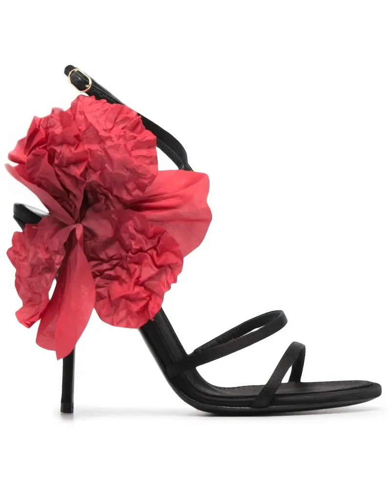 Dolce & Gabbana Sandalen mit Blumenapplikation 110mm - Schwarz Schwarz