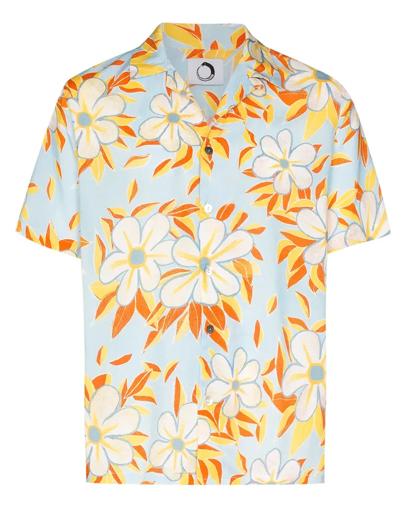 ENDLESS JOY Acid Flower Aloha' Hemd - Blau Blau