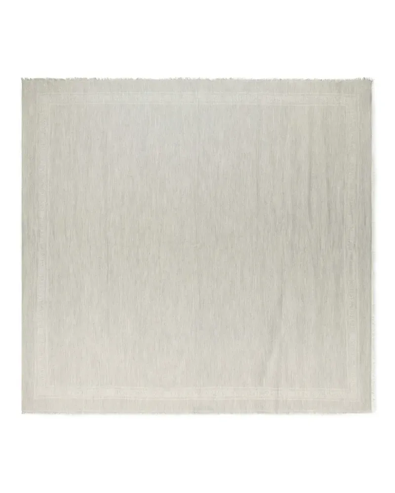 Emporio Armani Signature logo-print frayed scarf - Weiß Weiß