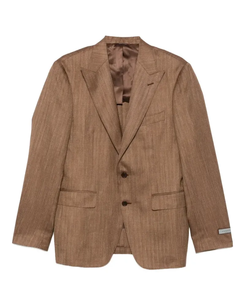 Canali herringbone-pattern notch-lapels blazer - Braun Braun