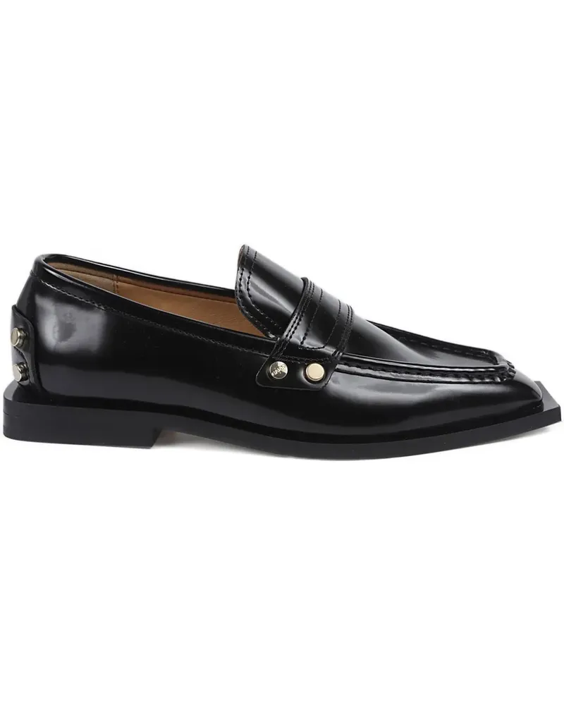 Ganni studs square-toe loafers - Schwarz Schwarz