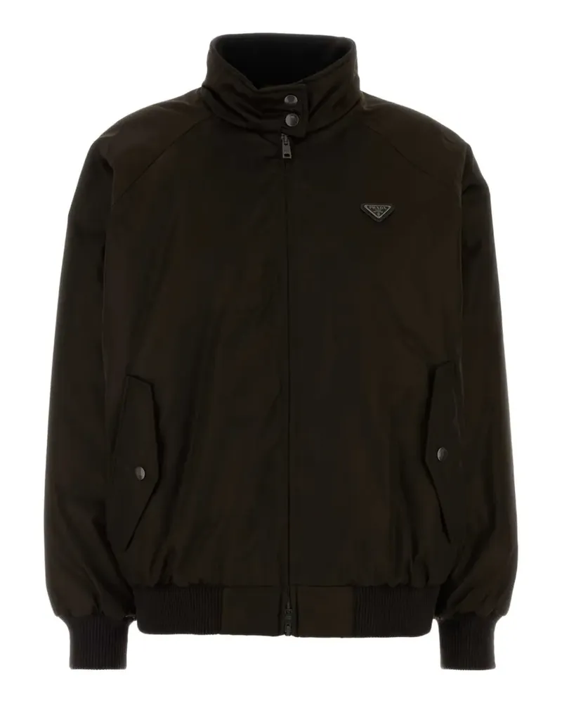 Prada Re-Nylon logo-plaque bomber jacket - Braun Braun